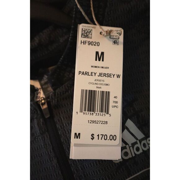 Adidas HF9020 Women Sz M Black Parley Full Zip Short Sleeve Cycling Jersey - Picture 3 of 9